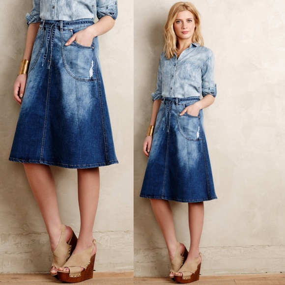Anthropologie Dresses & Skirts - 🦖Anthropologie || Pilcro Denim Midi Skirt